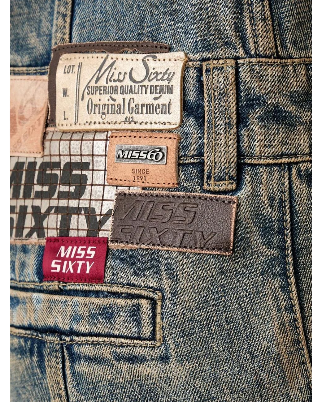 Miss Sixty Black Patchwork-Logo Denim Playsuit