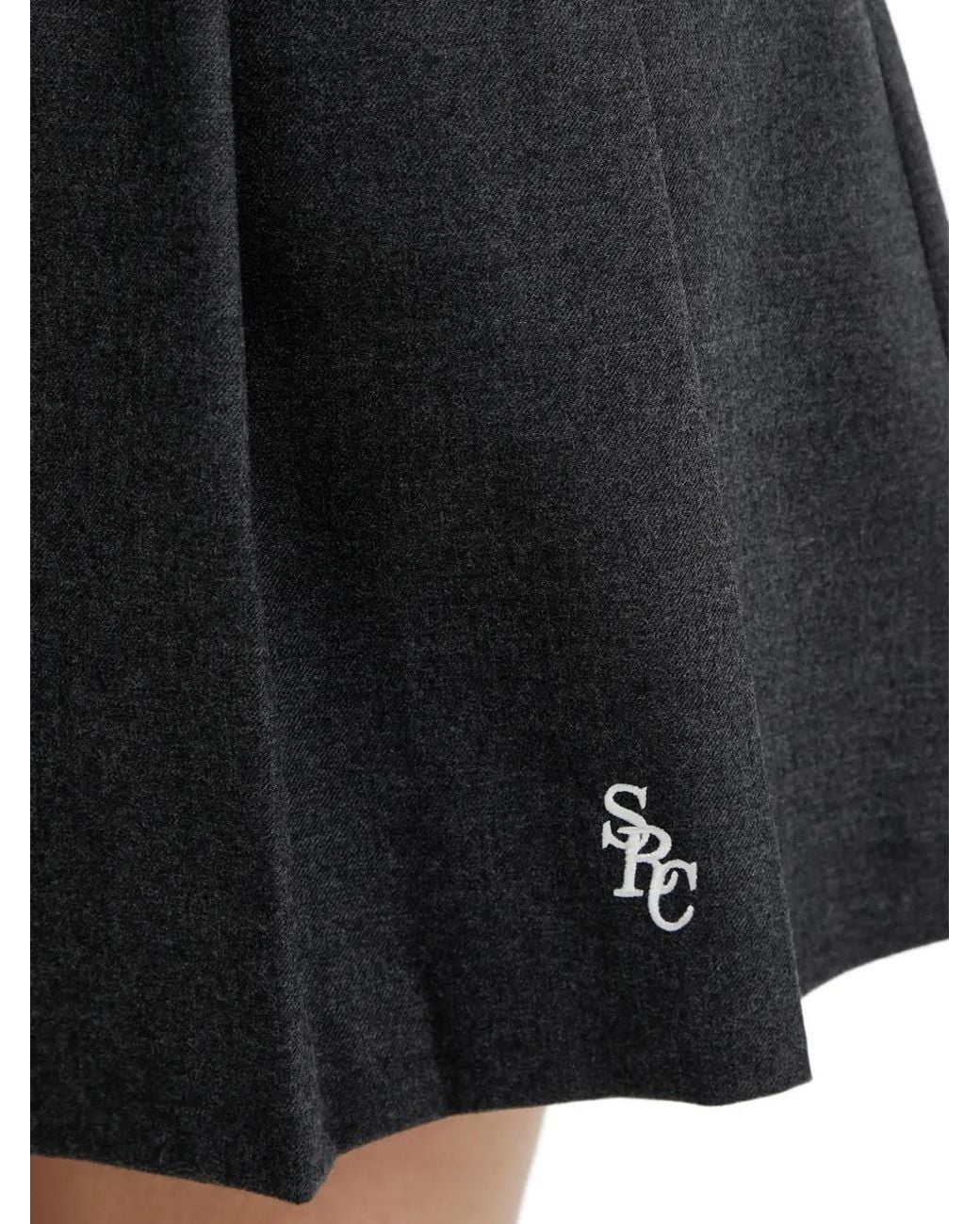 Sporty & Rich Black Pleated Embroidery Mini Skirt