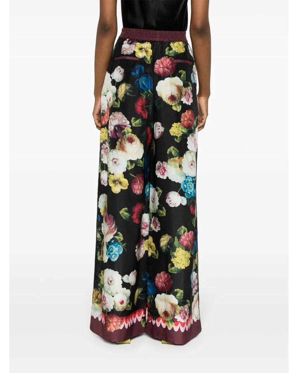 Dolce & Gabbana Black Floral Print Trousers
