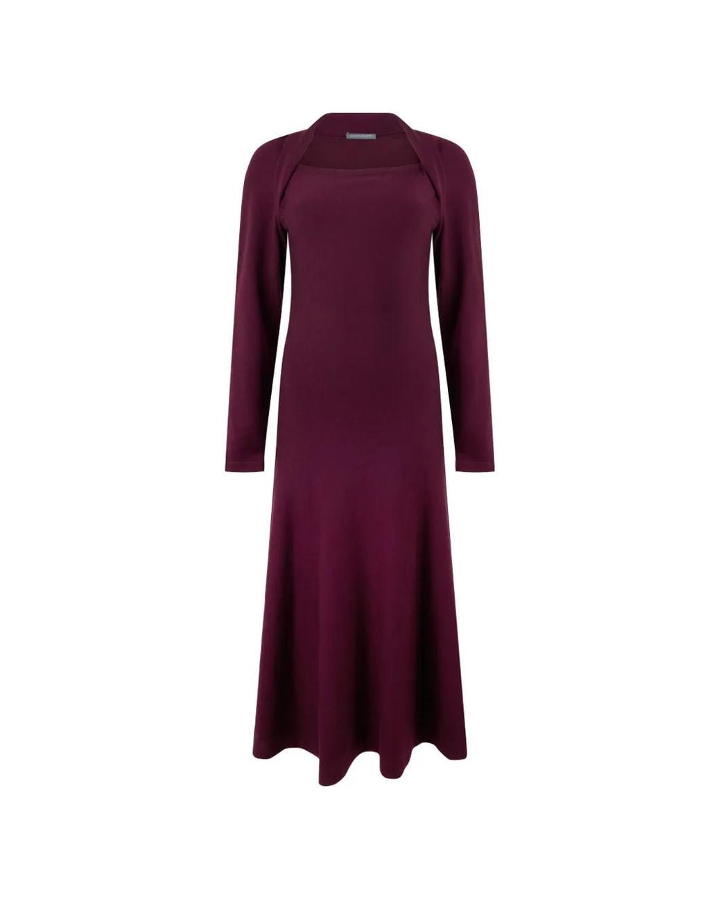Alberta Ferretti Purple Long-Sleeve Wool Midi Dress