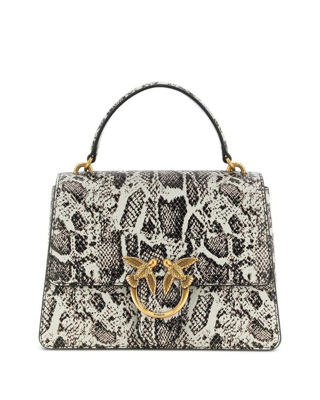 Pinko White Love Bag Python-Effect Leather Handbag