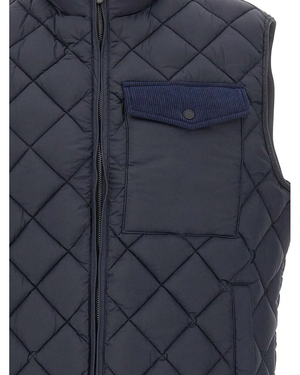 Save The Duck Blue Diamond-Quilted Gilet for men