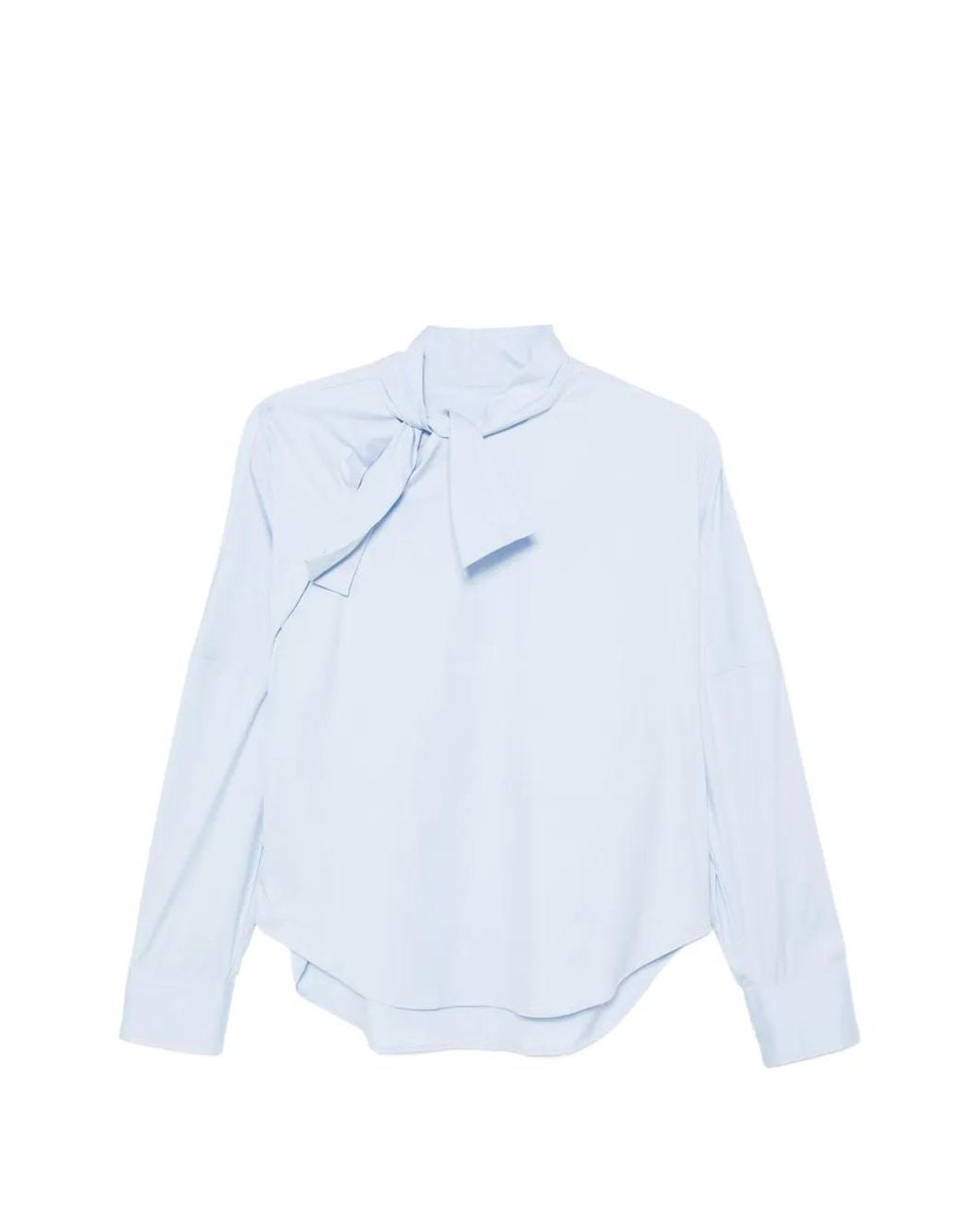 Xacus Blue Tansi Pussy-Bow Long-Sleeve Shirt