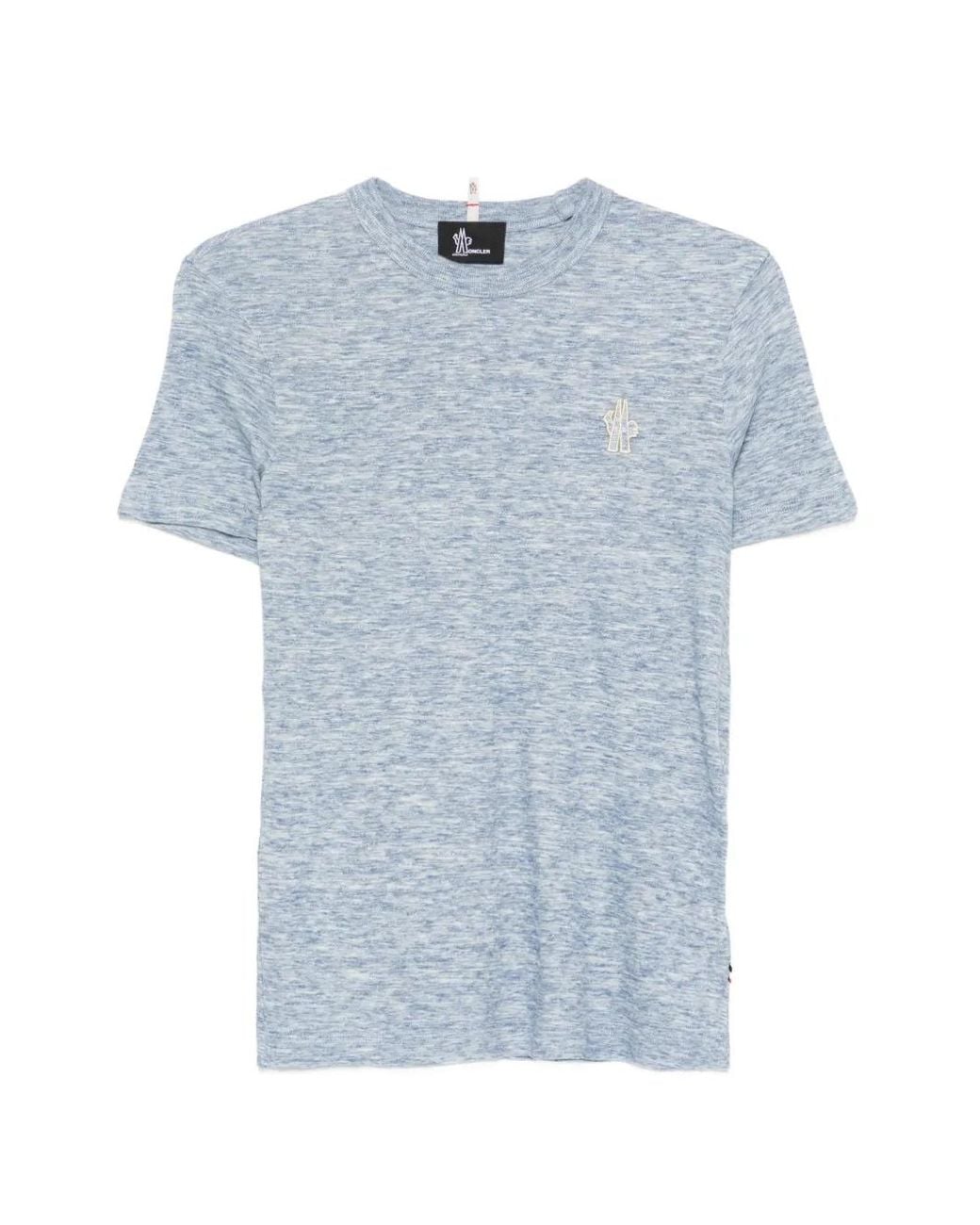 Moncler Blue Logo-Patch T-Shirt