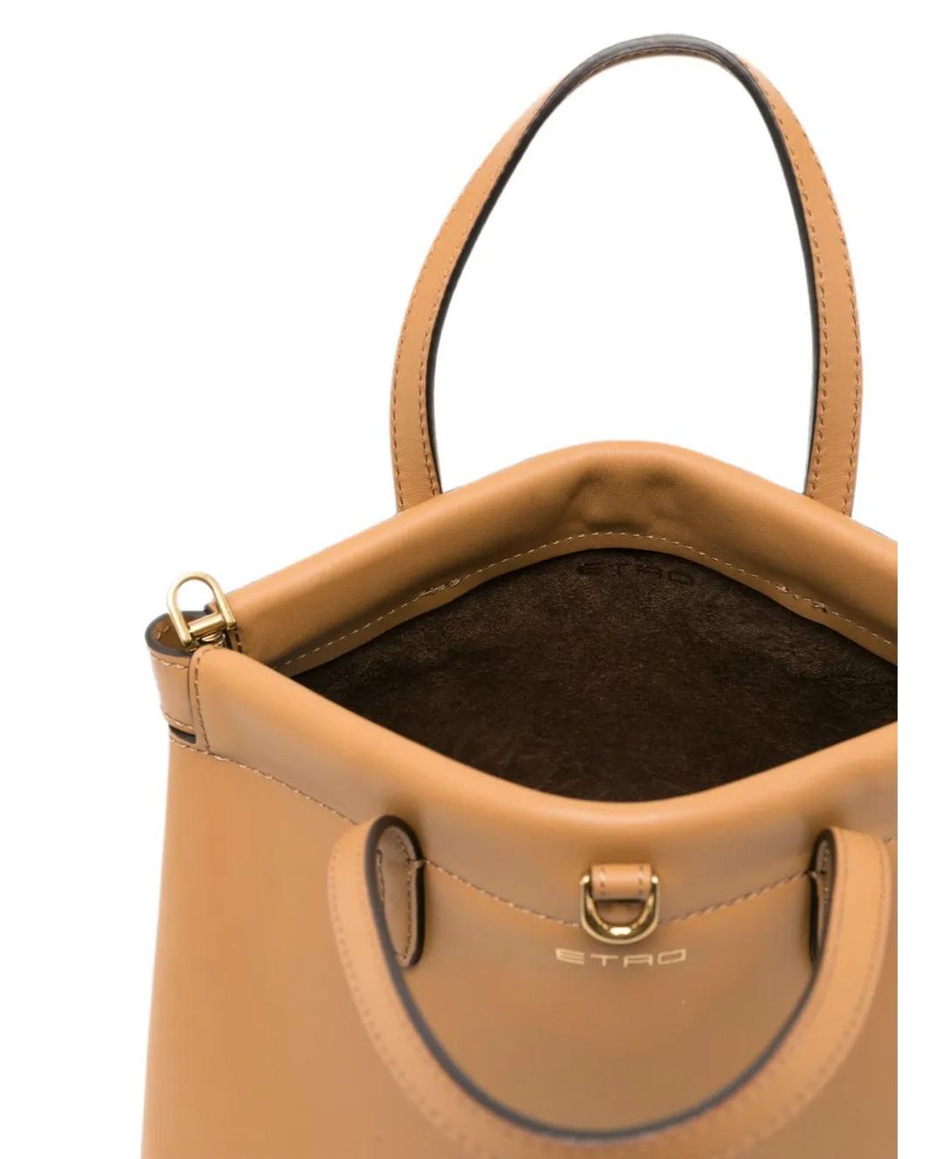 Etro Natural Logo-Detail Leather Tote Bag