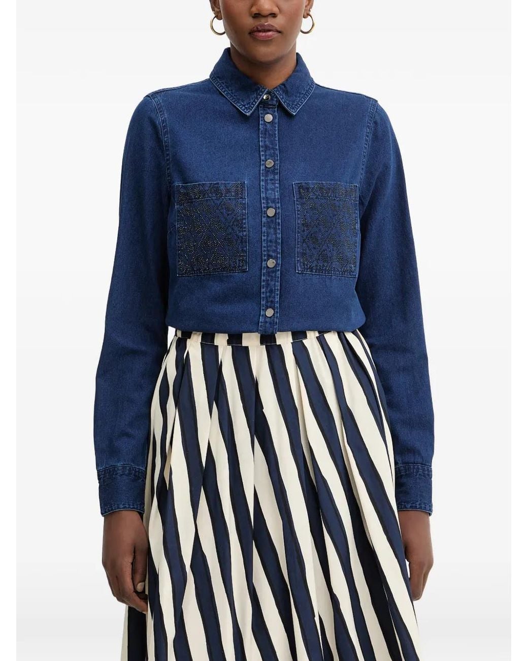 Guess Blue Monique Button-Down Denim Shirt