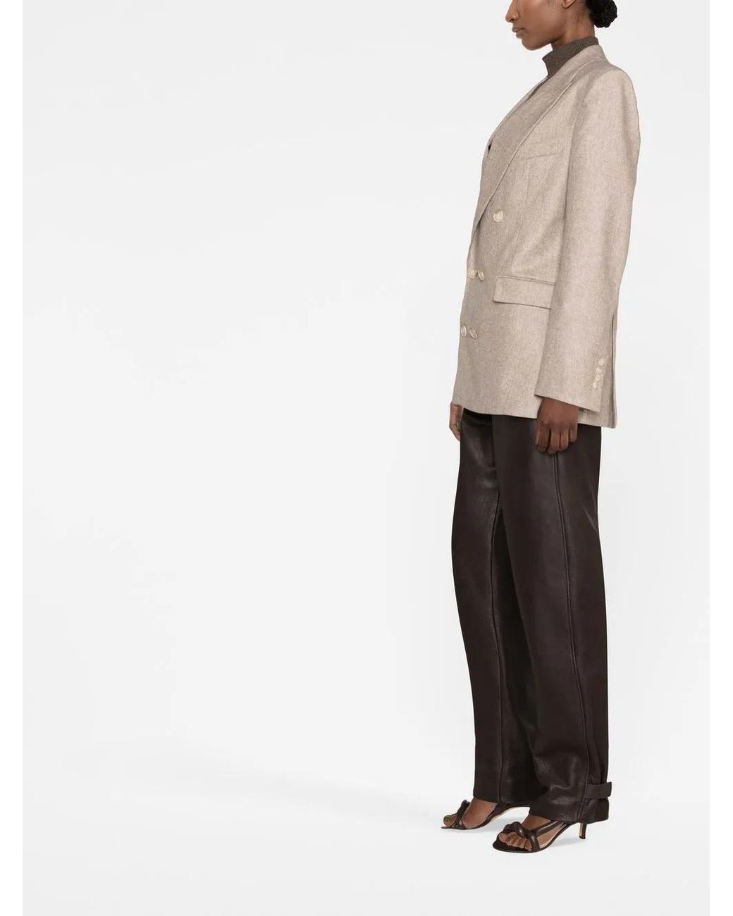 ANDAMANE Natural Double-Breasted Blazer