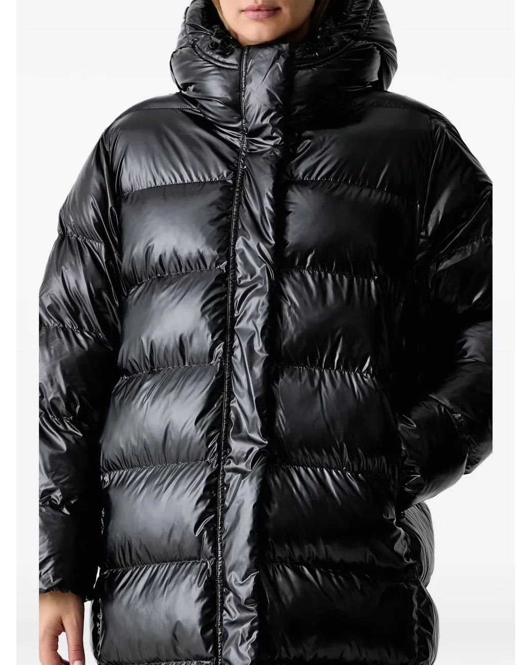 Napapijri Black Glane Quilted Hooded Coat