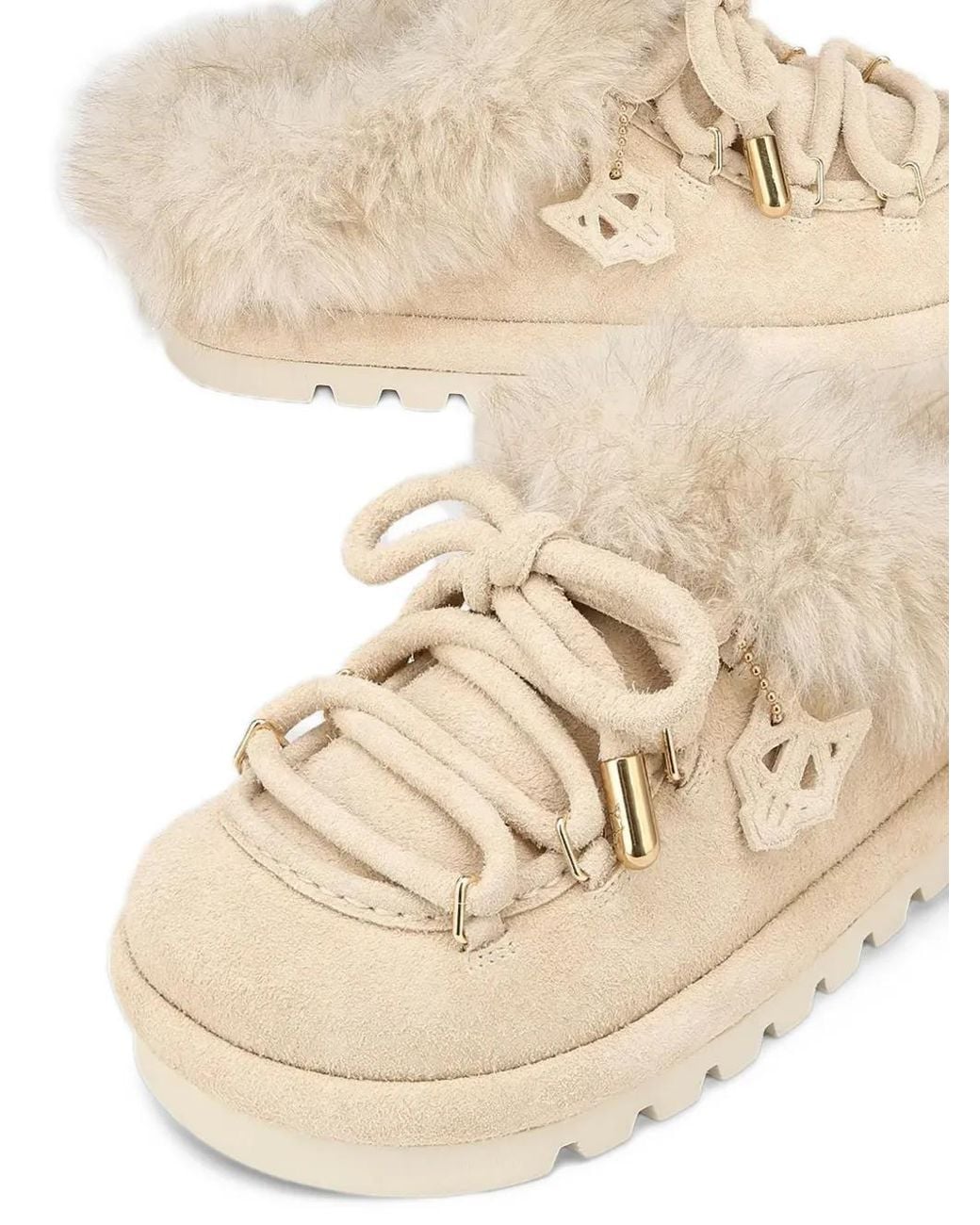 Naked Wolfe Natural Harlow Faux-Fur Suede Slippers