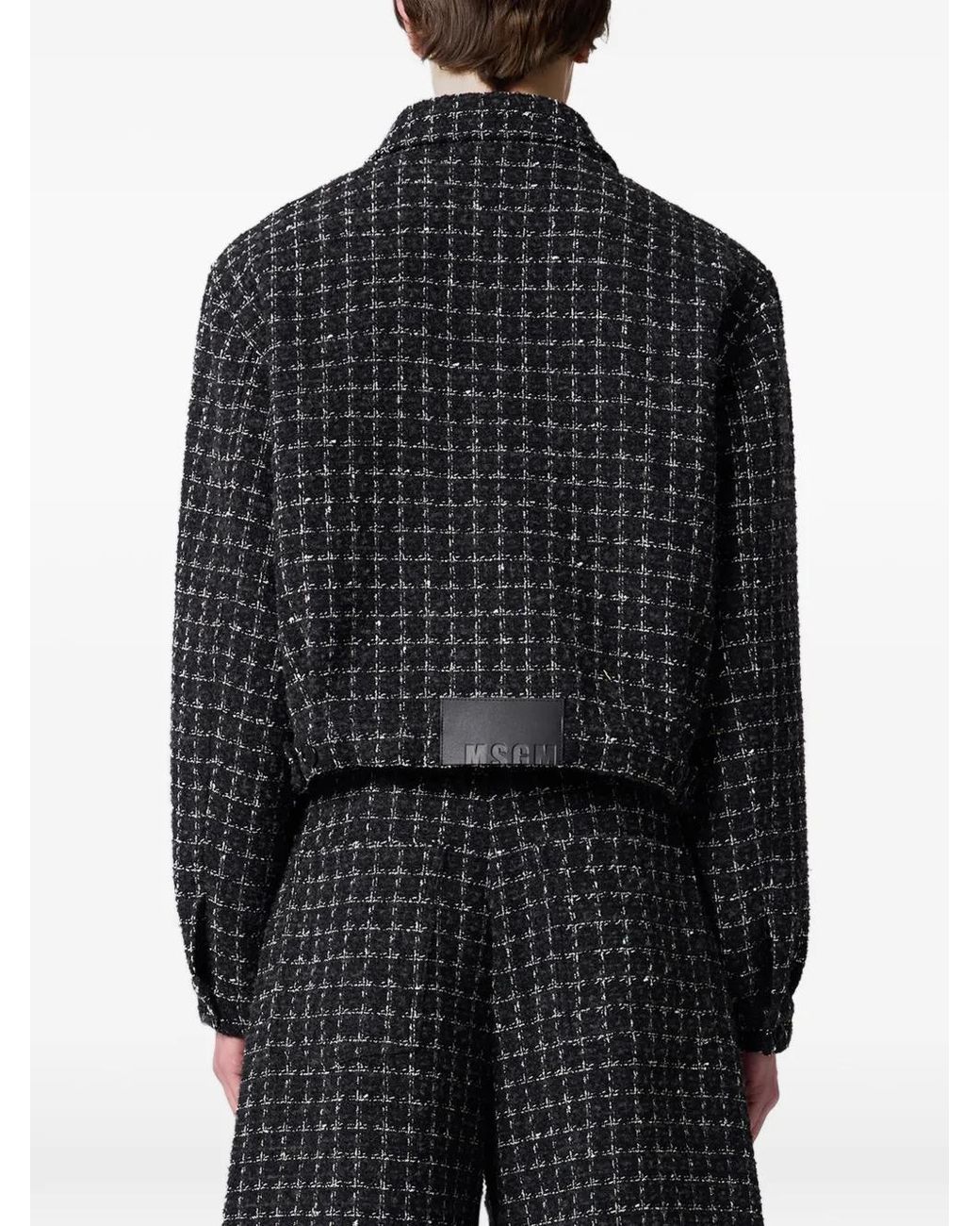 MSGM Black Check-Pattern Tweed Jacket for men