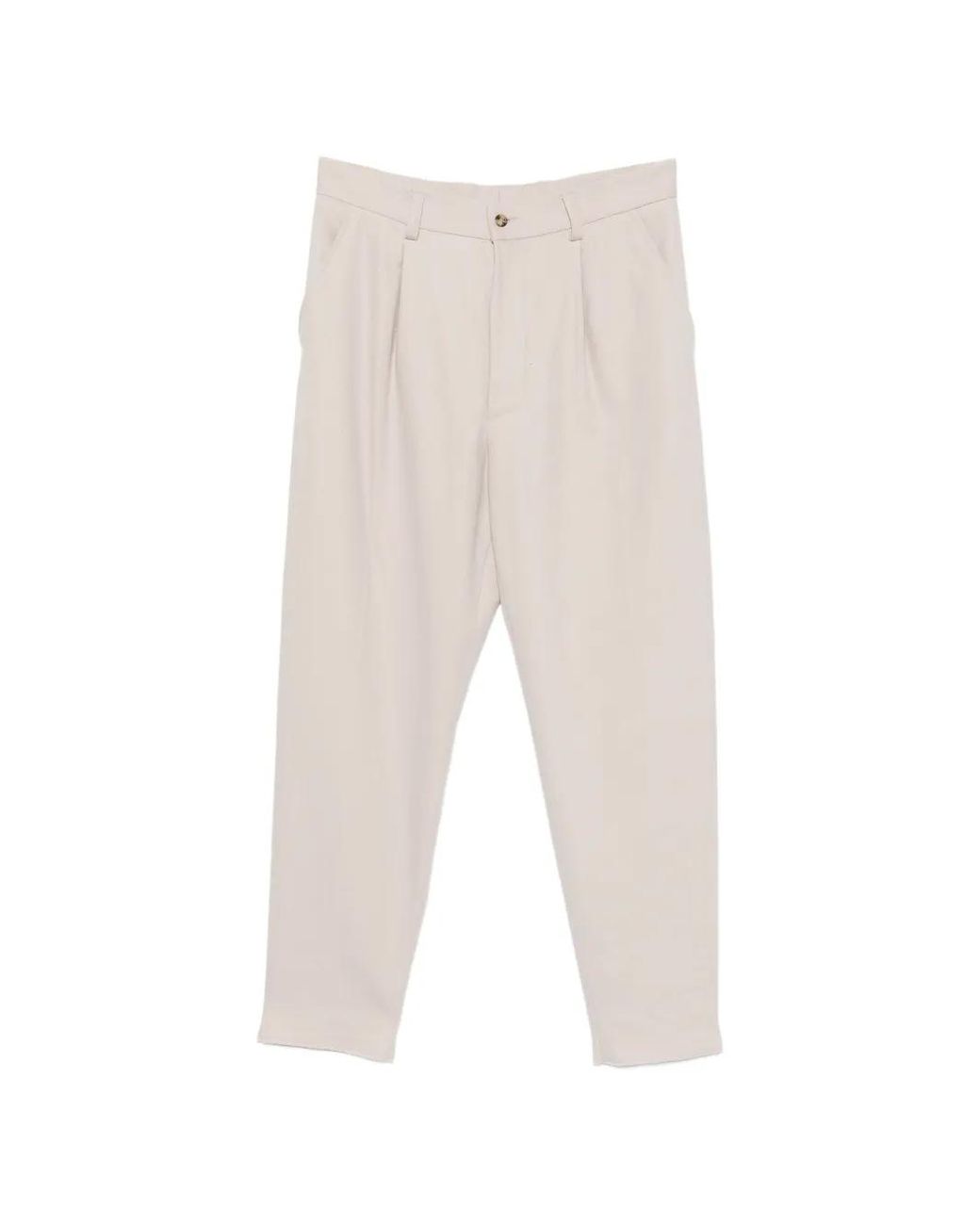 Eleventy White Pleated Tapered Trousers for men