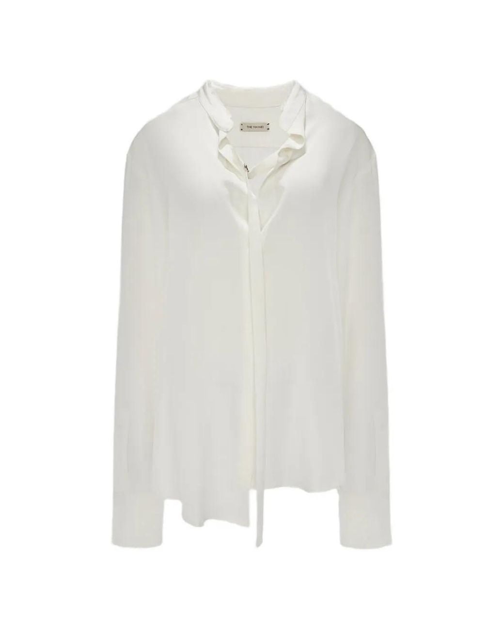 The Mannei White Chemise Rayé À Détail Noué