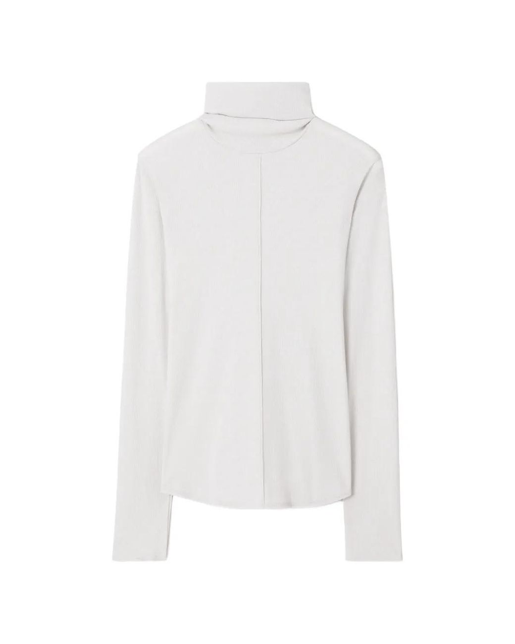 Tory Burch White Fine Rib Turtleneck Sweater