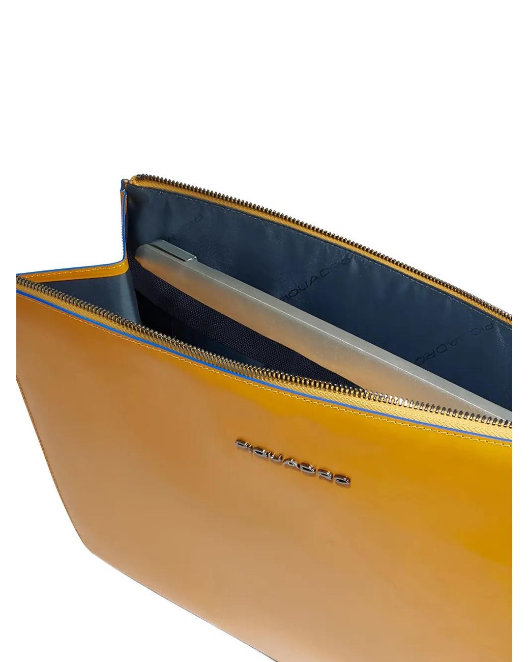 Piquadro Yellow Ipad Pro 13" Leather Clutch Bag