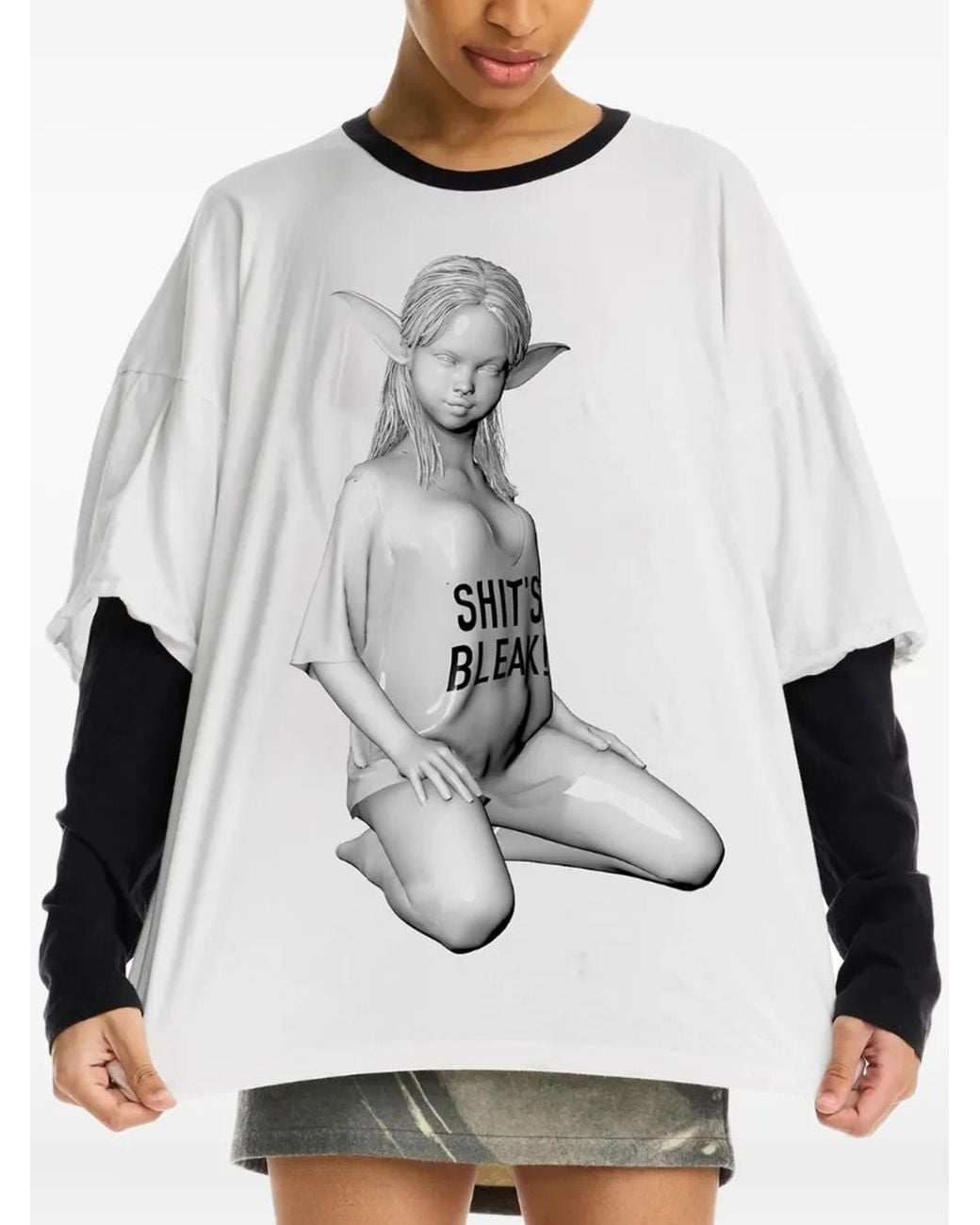 Maisie Wilen Gray Statue-Print T-Shirt