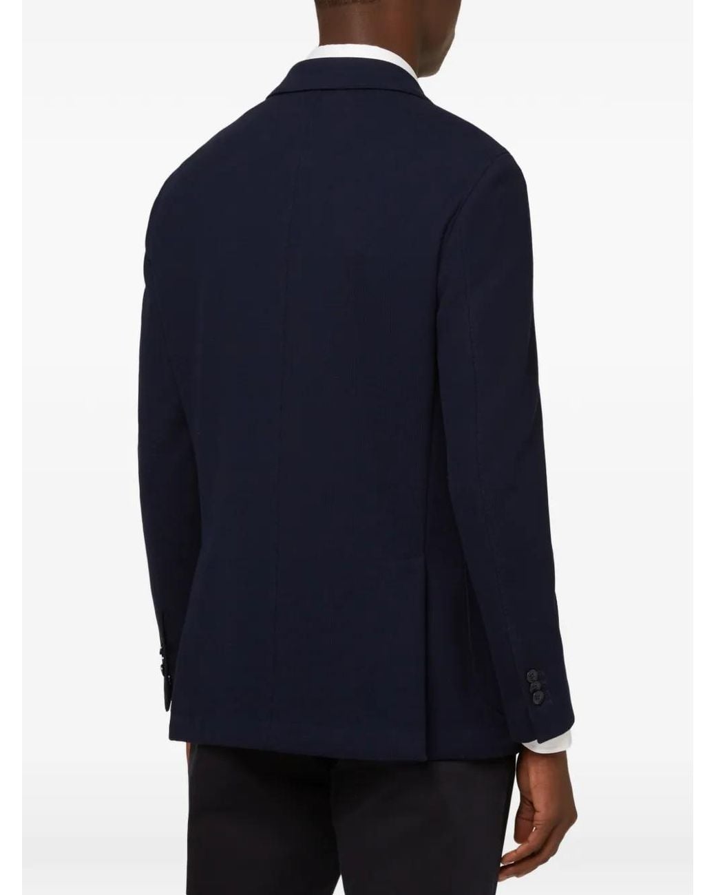 Boggi Blue Buttoned Long-Sleeve Blazer for men