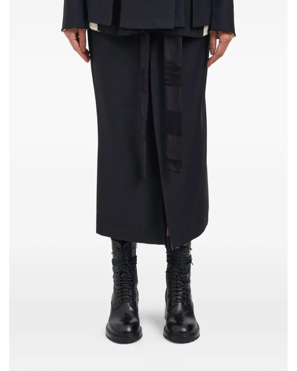 Alessandra Marchi Black Belted Midi Skirt