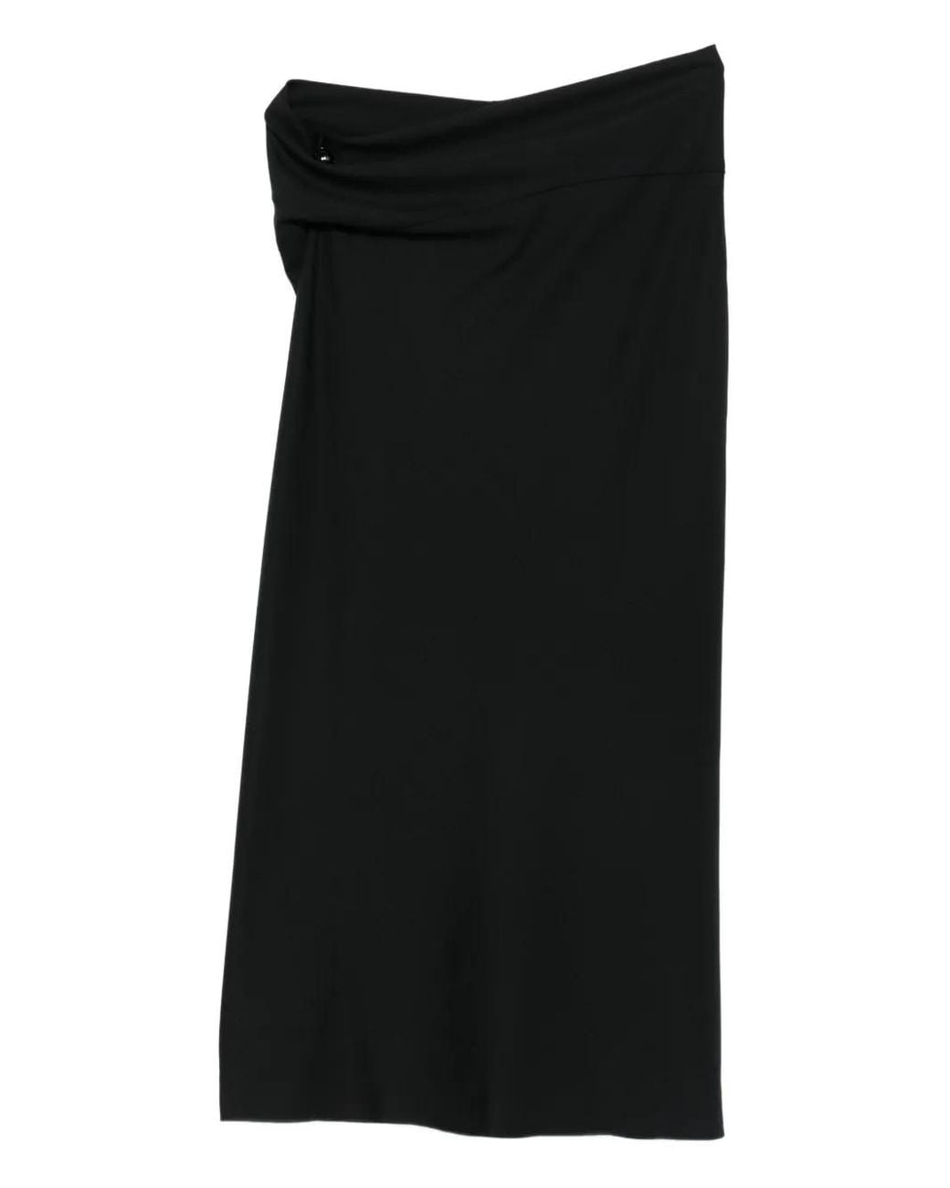 Alberta Ferretti Black Draped-Detail Midi Skirt