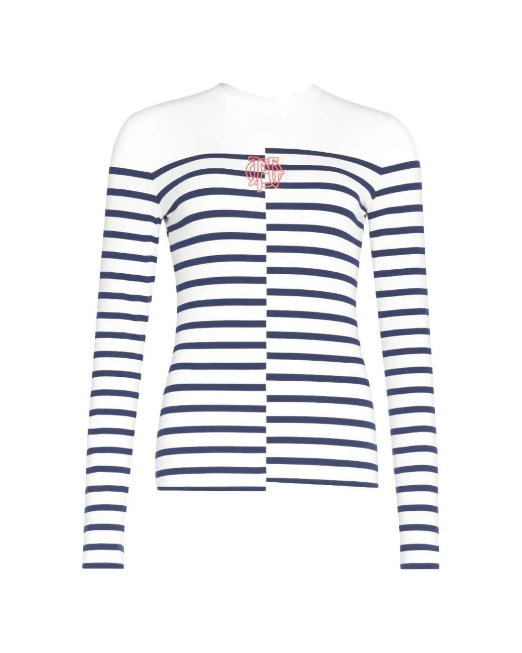 Jean Paul Gaultier White Half-And-Half Striped Long-Sleeved Top