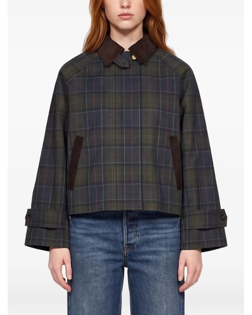 Barbour Black Sandra Tartan Showerproof Jacket