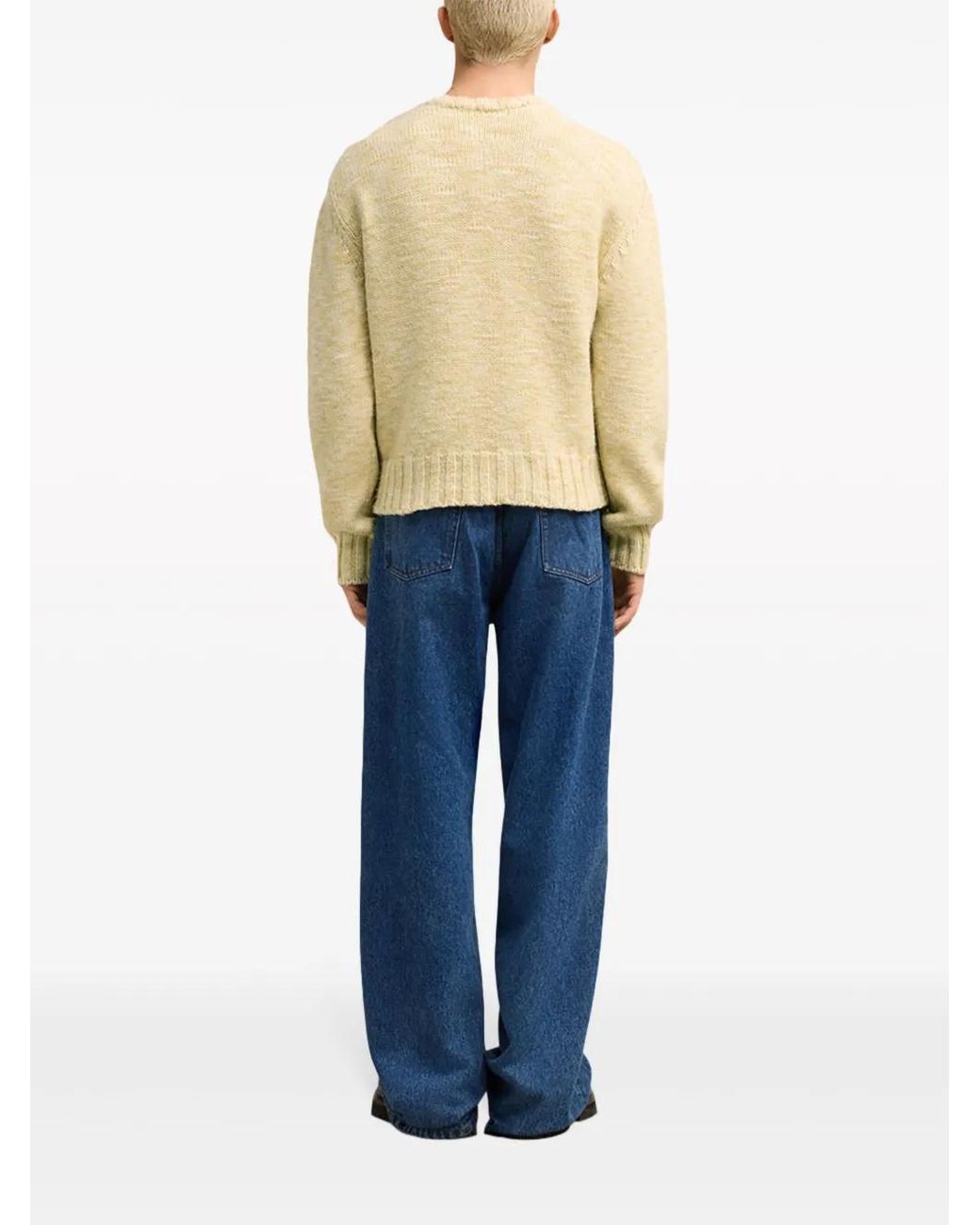 AMI Natural Shearling Crew Neck Sweater