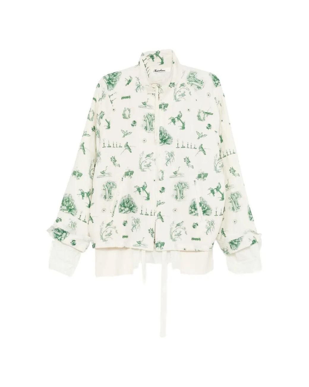 Midorikawa White Toile De Jouy-Print Zip-Up Shirt Jacket for men