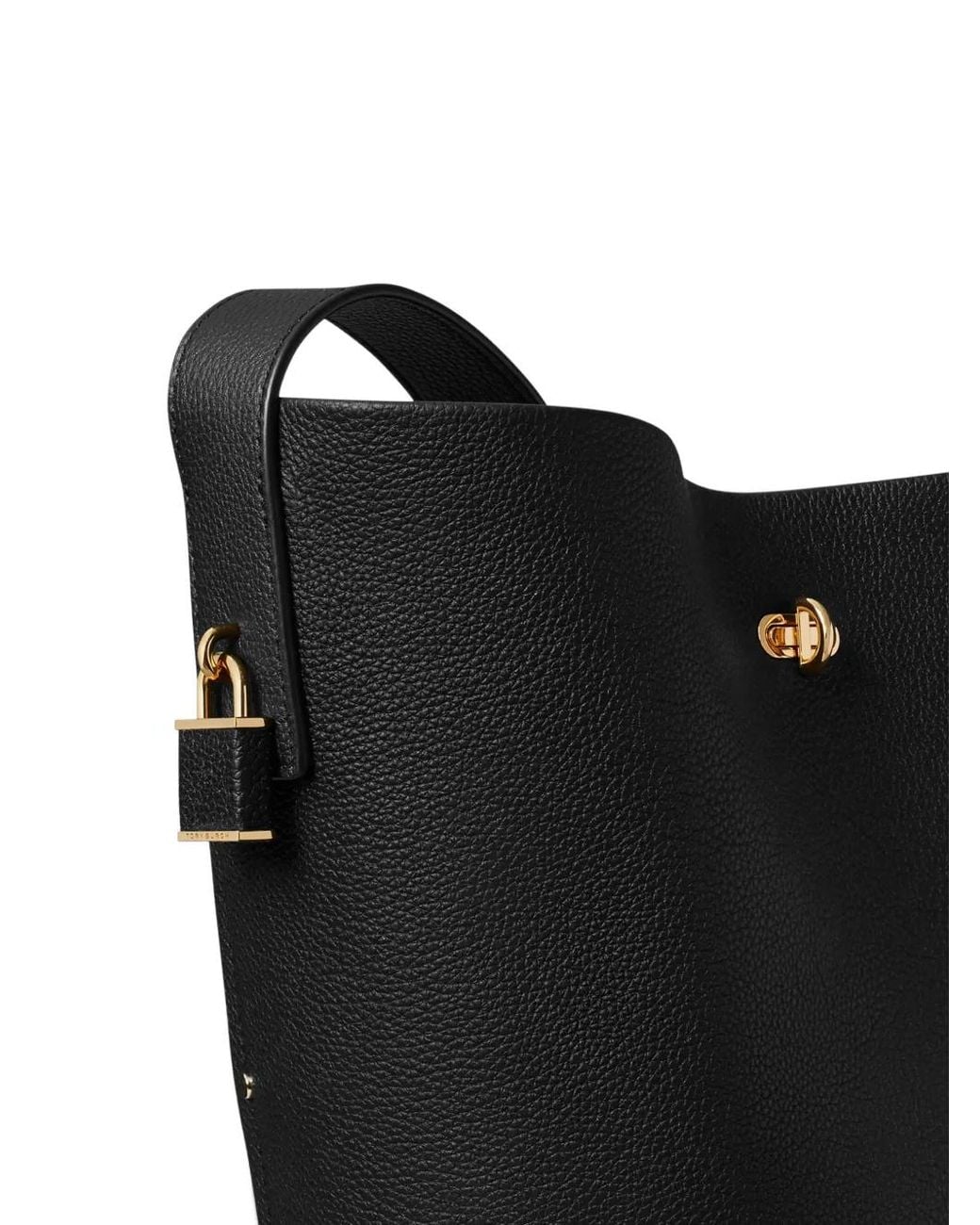 Tory Burch Black Slim Lock Bucket Bag