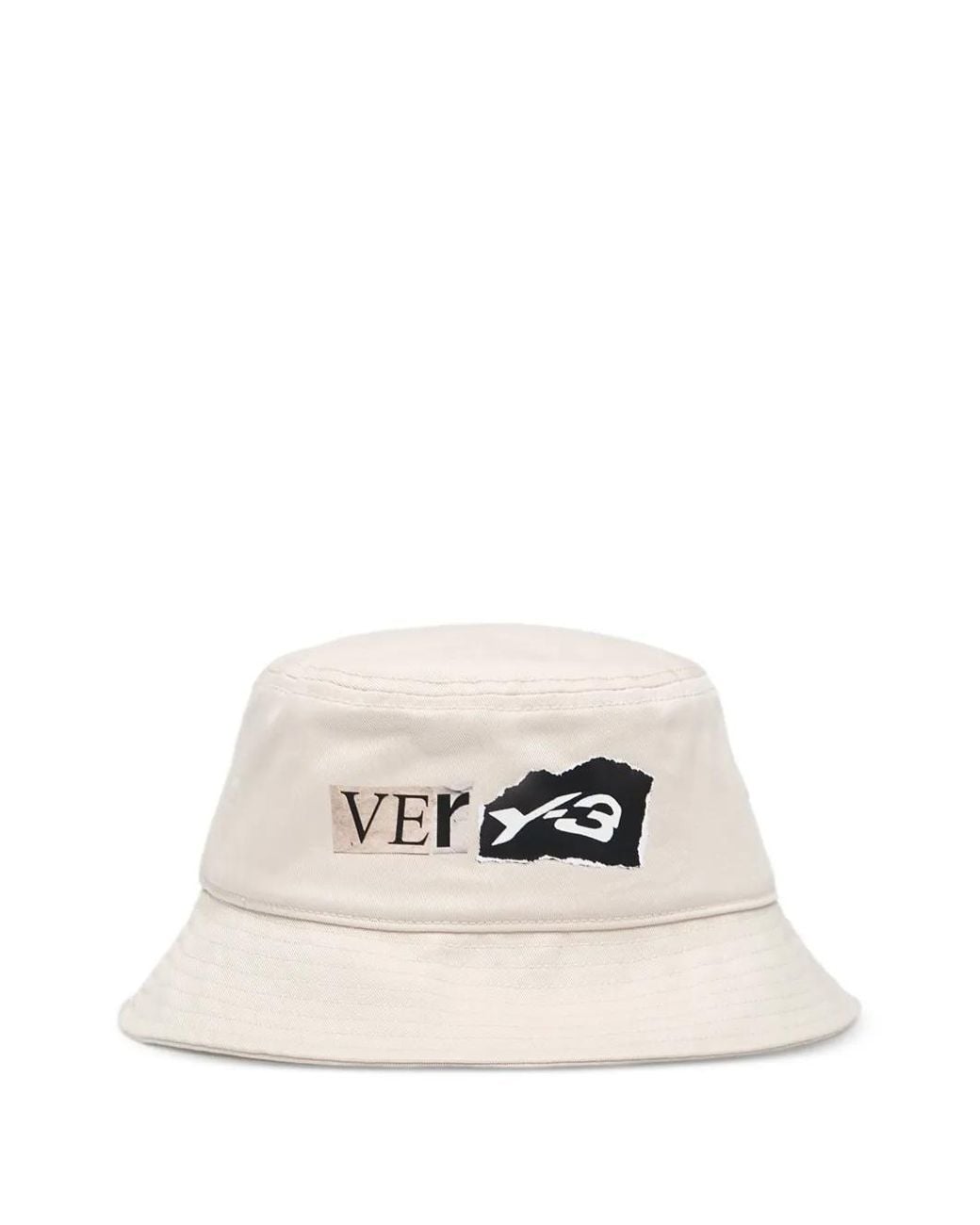 Y-3 White Graphic Bucket Hat