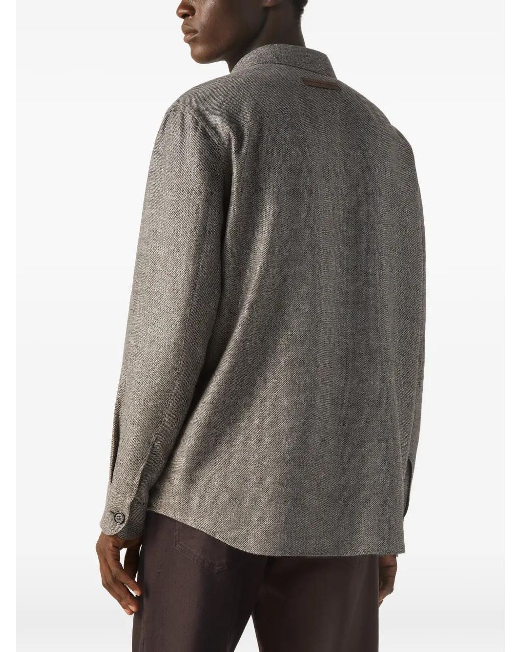 Zegna Gray Linen And Silk Overshirt for men