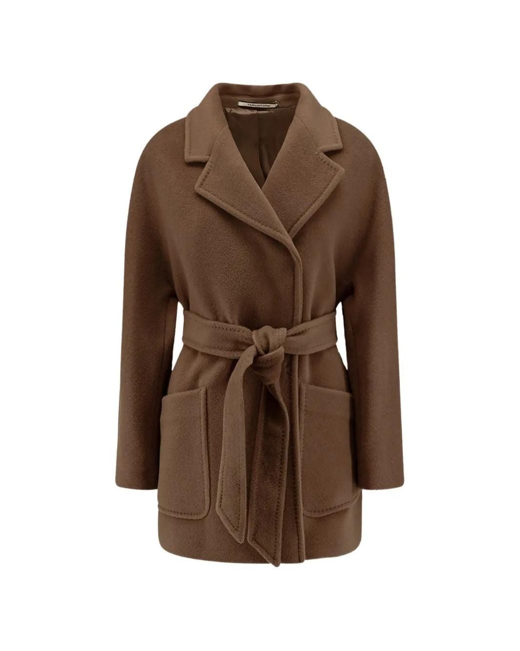 Tagliatore Brown Denise Belted Notch-Lapel Coat