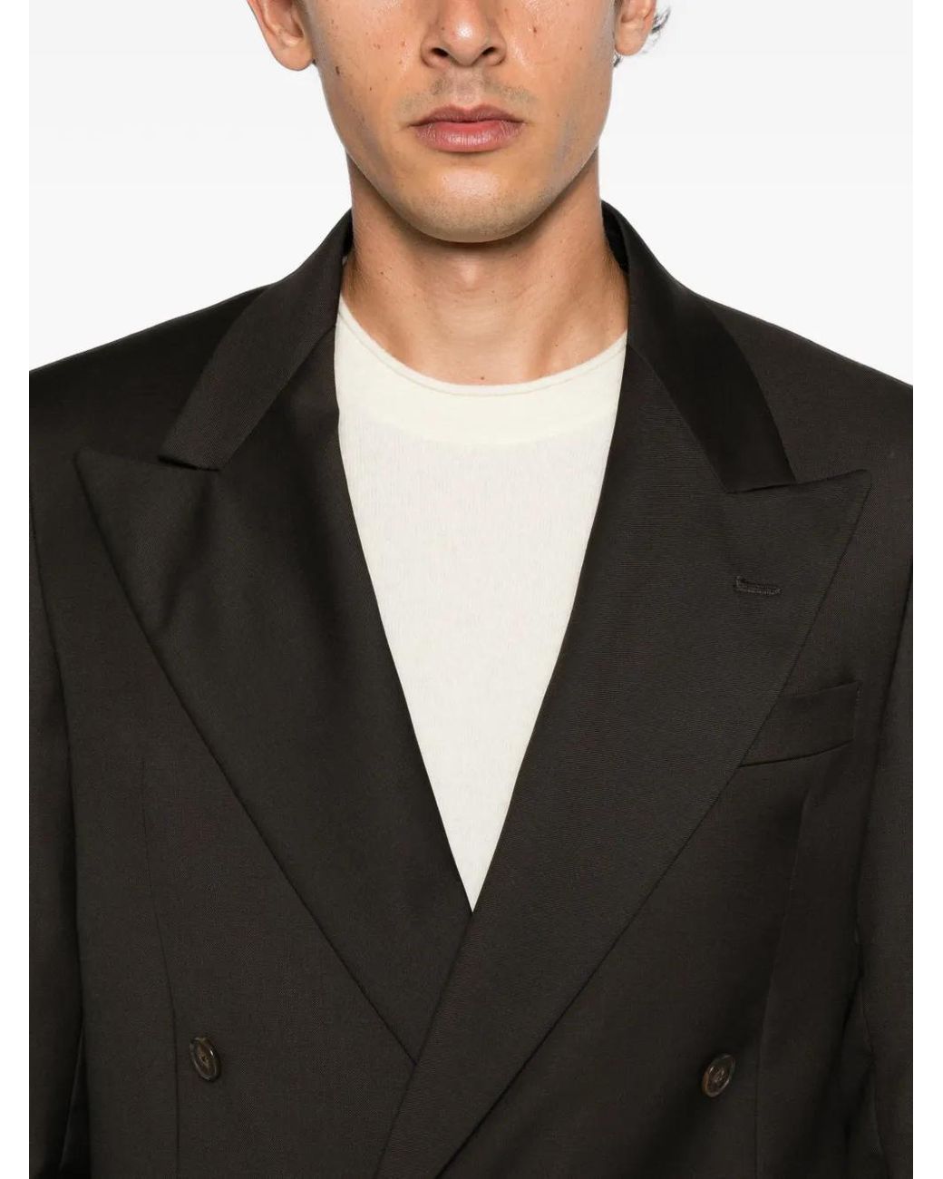 época Brown Peak-Lapel Double-Breasted Suit for men
