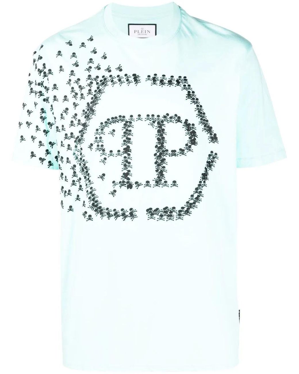 Philipp Plein Gray Skull Bones Logo-Print T-Shirt for men