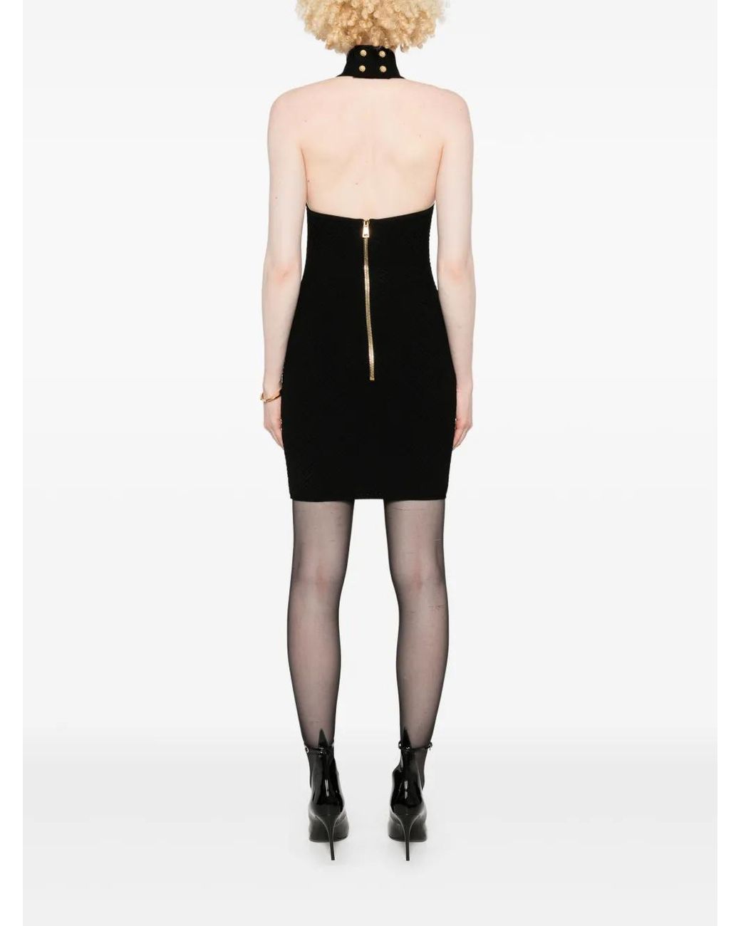 Balmain Black Short Dress With Buttons