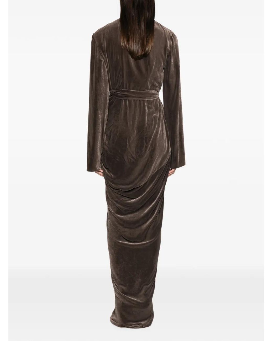 Rick Owens Brown Draped Maxi Dress