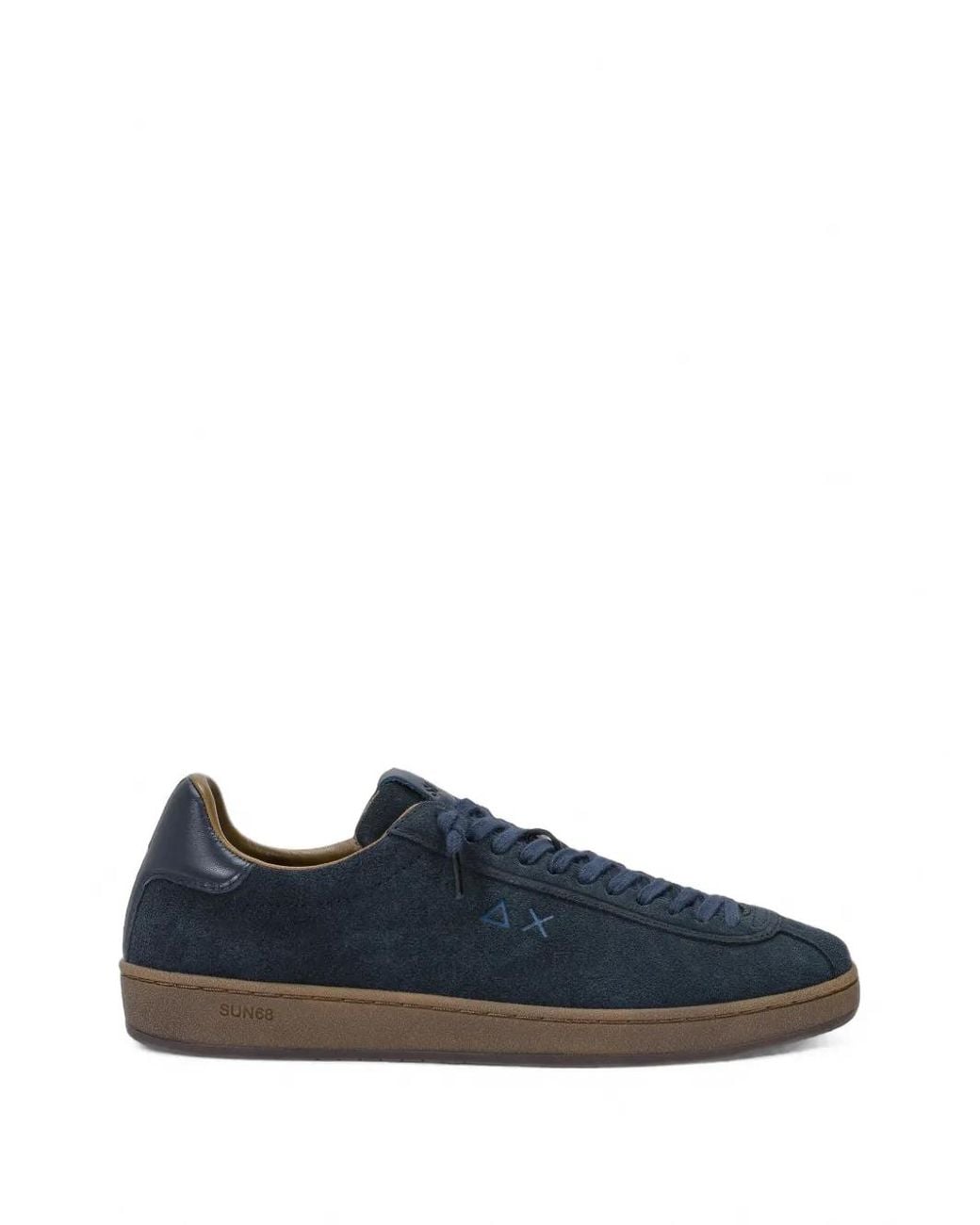 Sun 68 Blue Urban Peak Suede Logo-Embroidered Sneakers for men