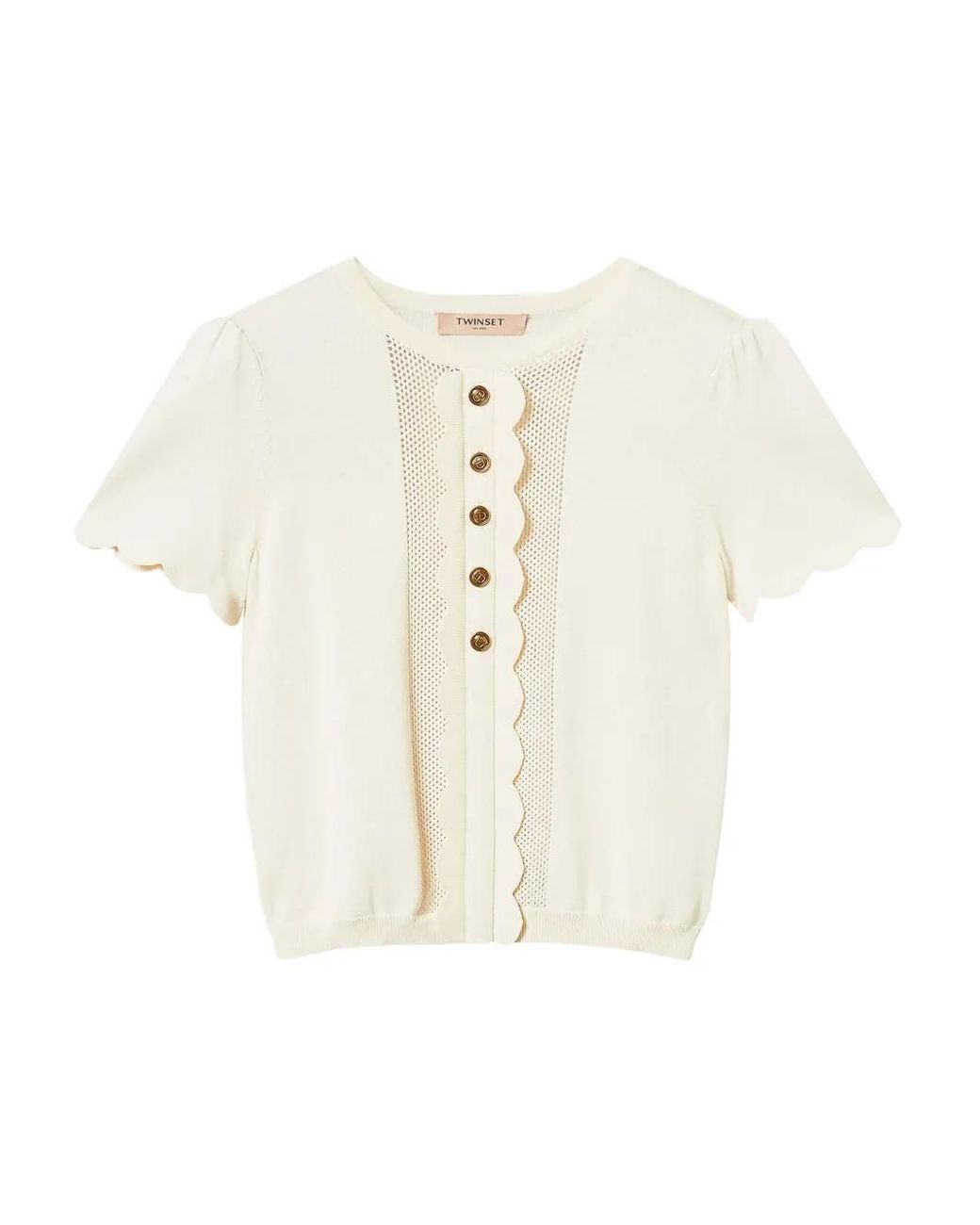 Twinset White Oval Buttons T-Shirt