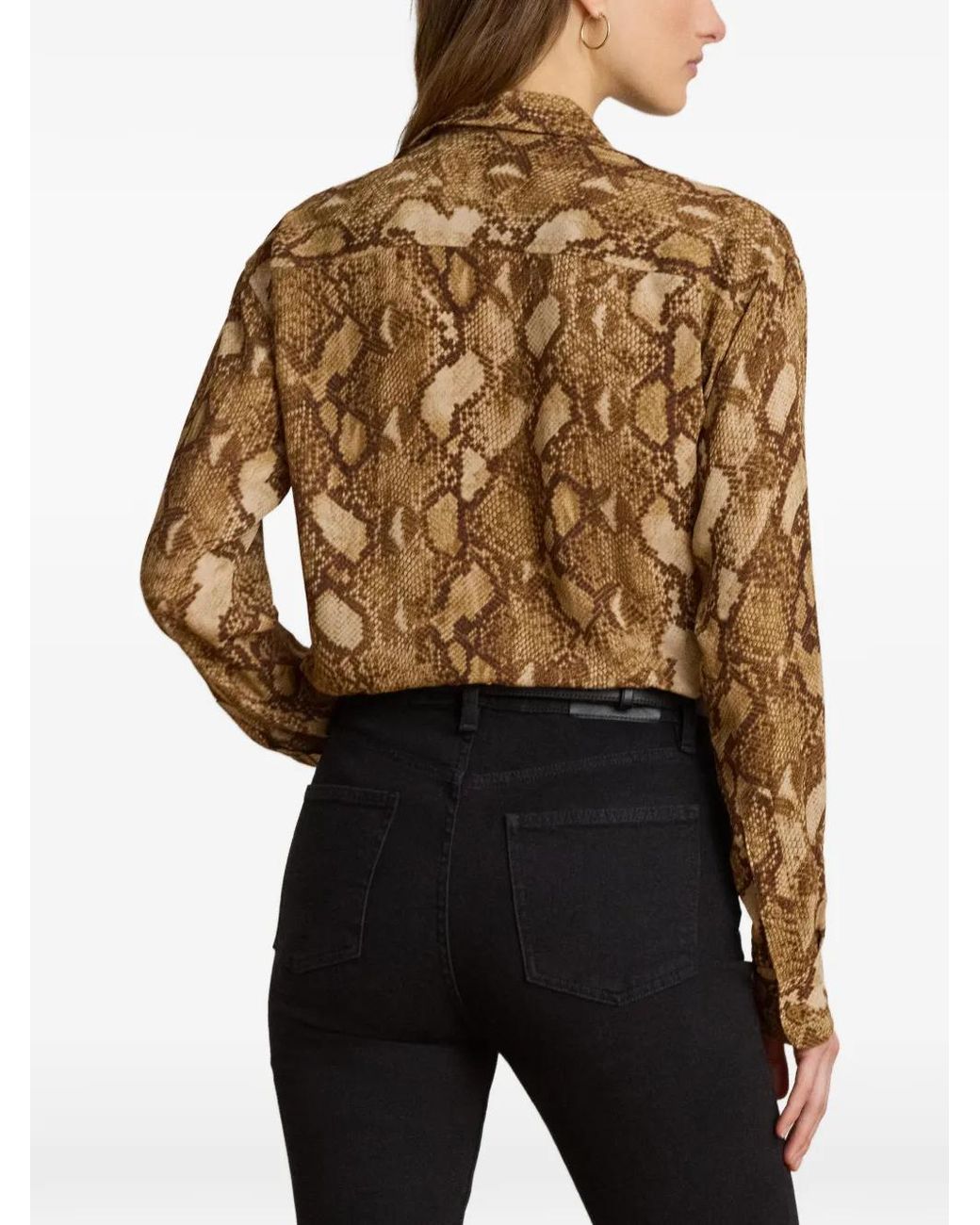 Ralph Lauren Natural Georgette-Hemd Mit Python-Print