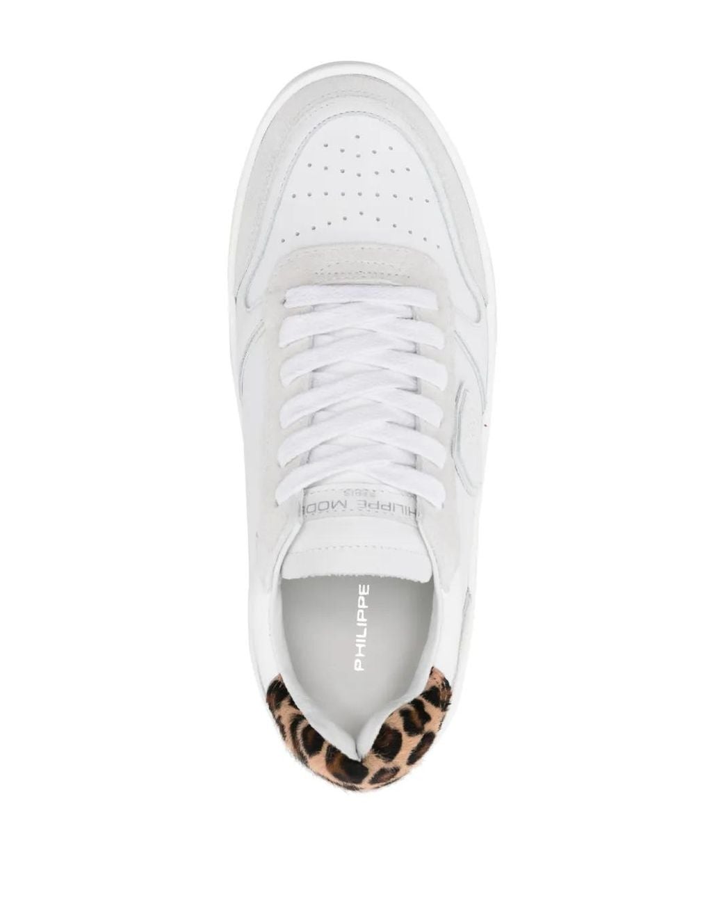 Philippe Model White Nice Sneakers With Leopard Print Heel