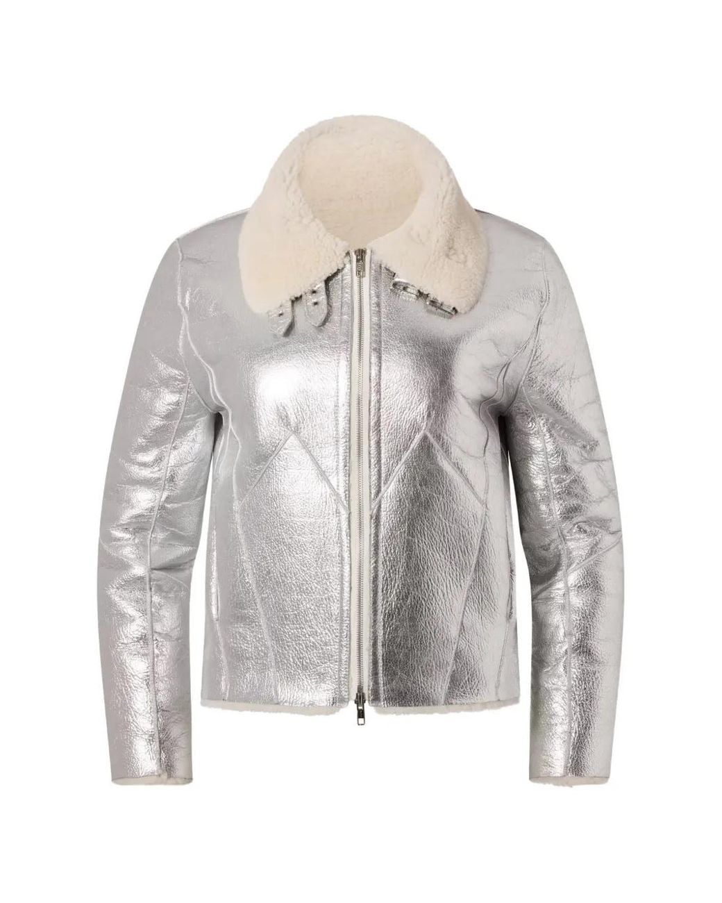 Perfect Moment Gray Sloan Metallic Leather Jacket