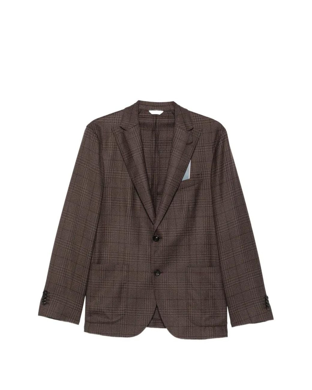 Boglioli White Check-Pattern Virgin-Wool Blazer for men