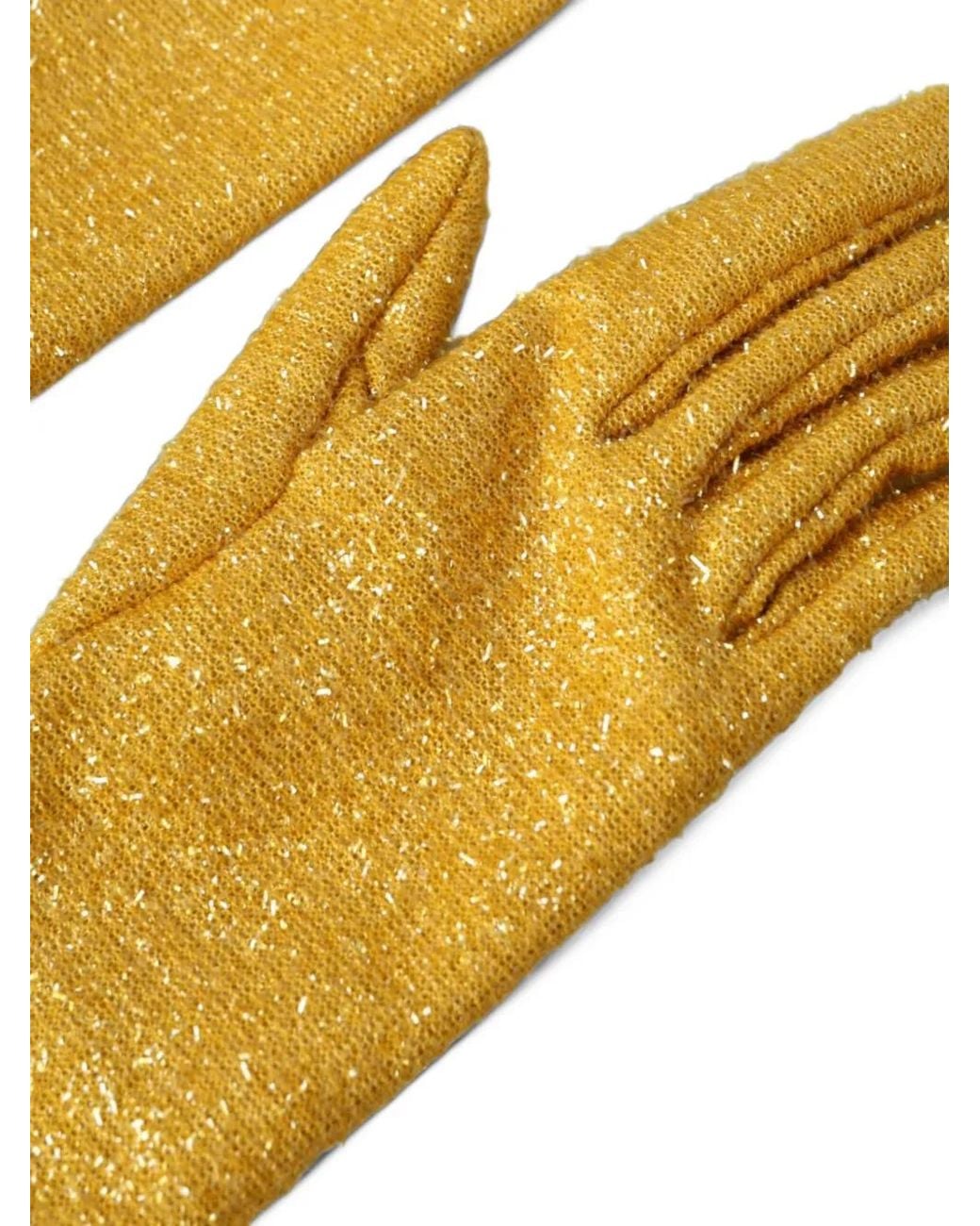 Dolce & Gabbana Metallic Sequined Logo-Plaque Gloves