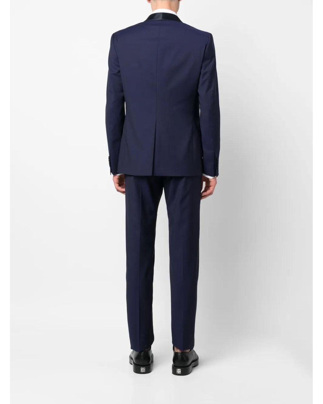 Tagliatore Blue Satin-Trim Three-Piece Suit for men