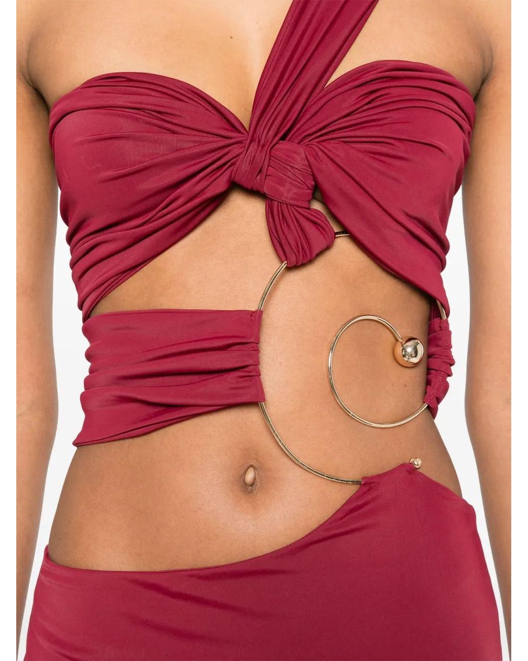 MITILIANE COUTURE Red Cut Out-Detail Pierced Midi Dress