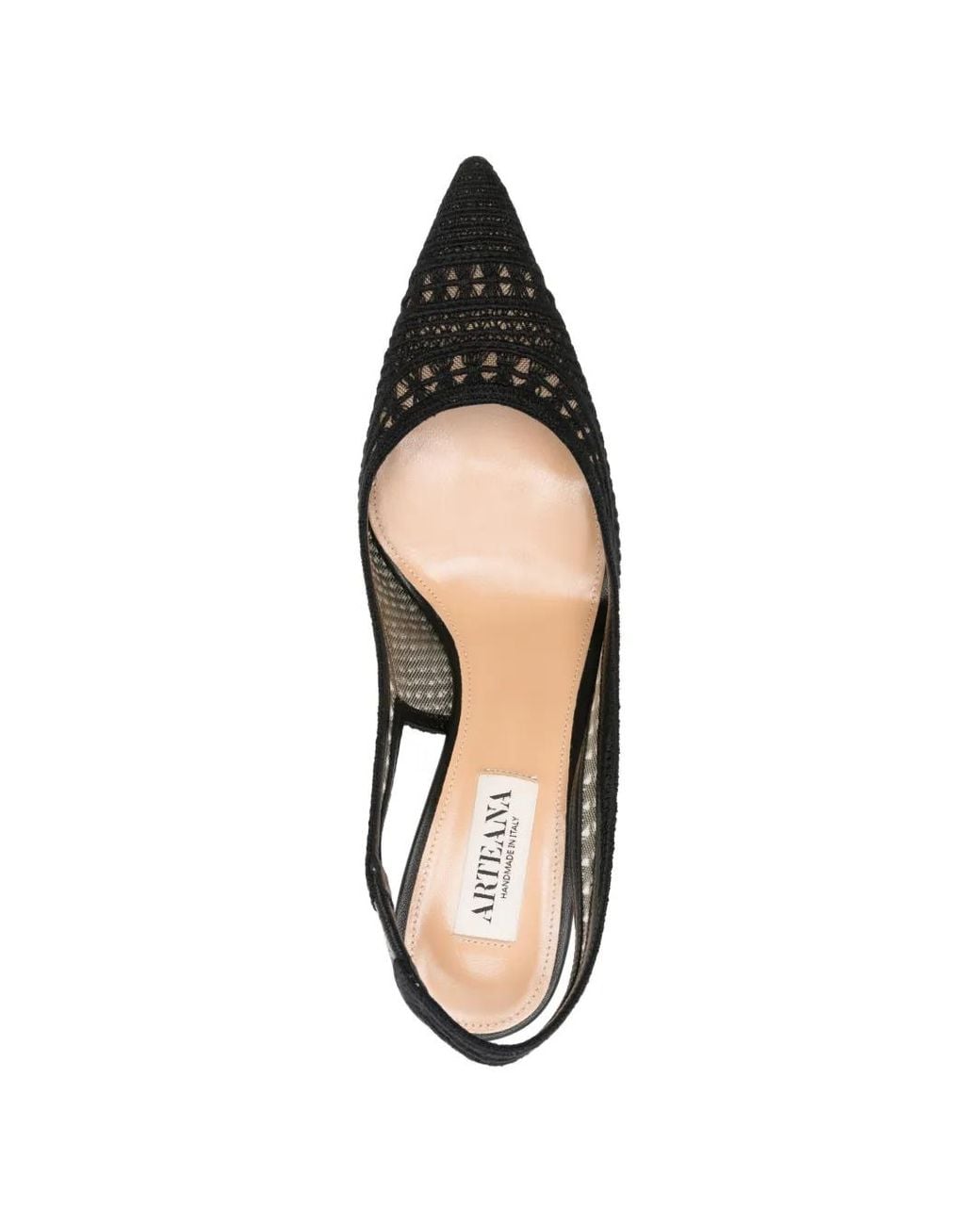 Arteana Black Trieste Crochet Slingback Pumps