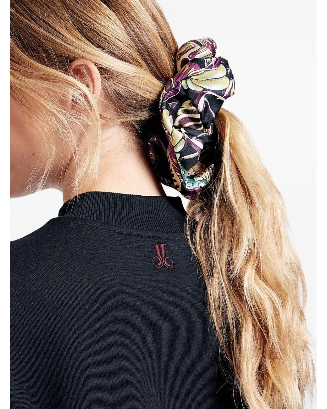 LaDoubleJ Pink Floral-Print Silk Scrunchie