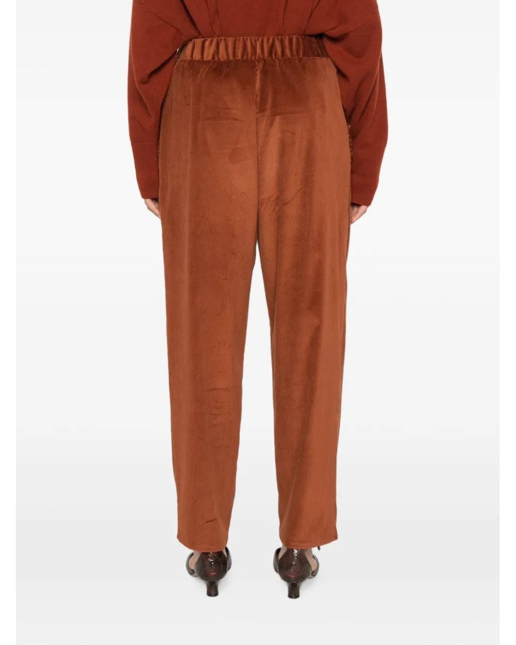 Dusan Brown Corduroy-Effect Elasticated-Waist Trousers