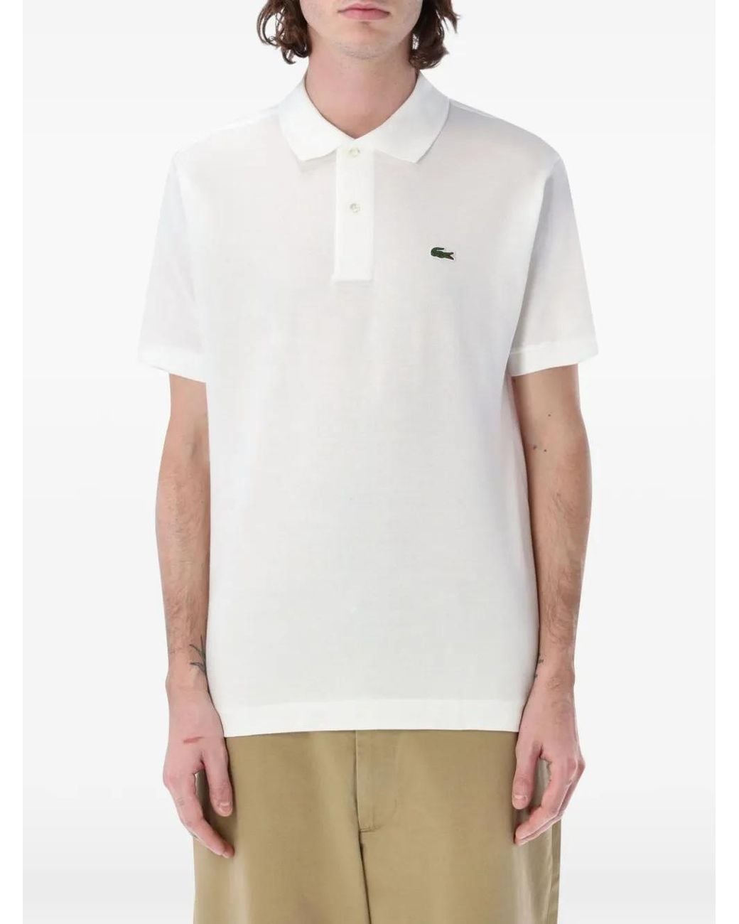 Lacoste White L.12.12 Piqué Cotton Polo Shirt for men