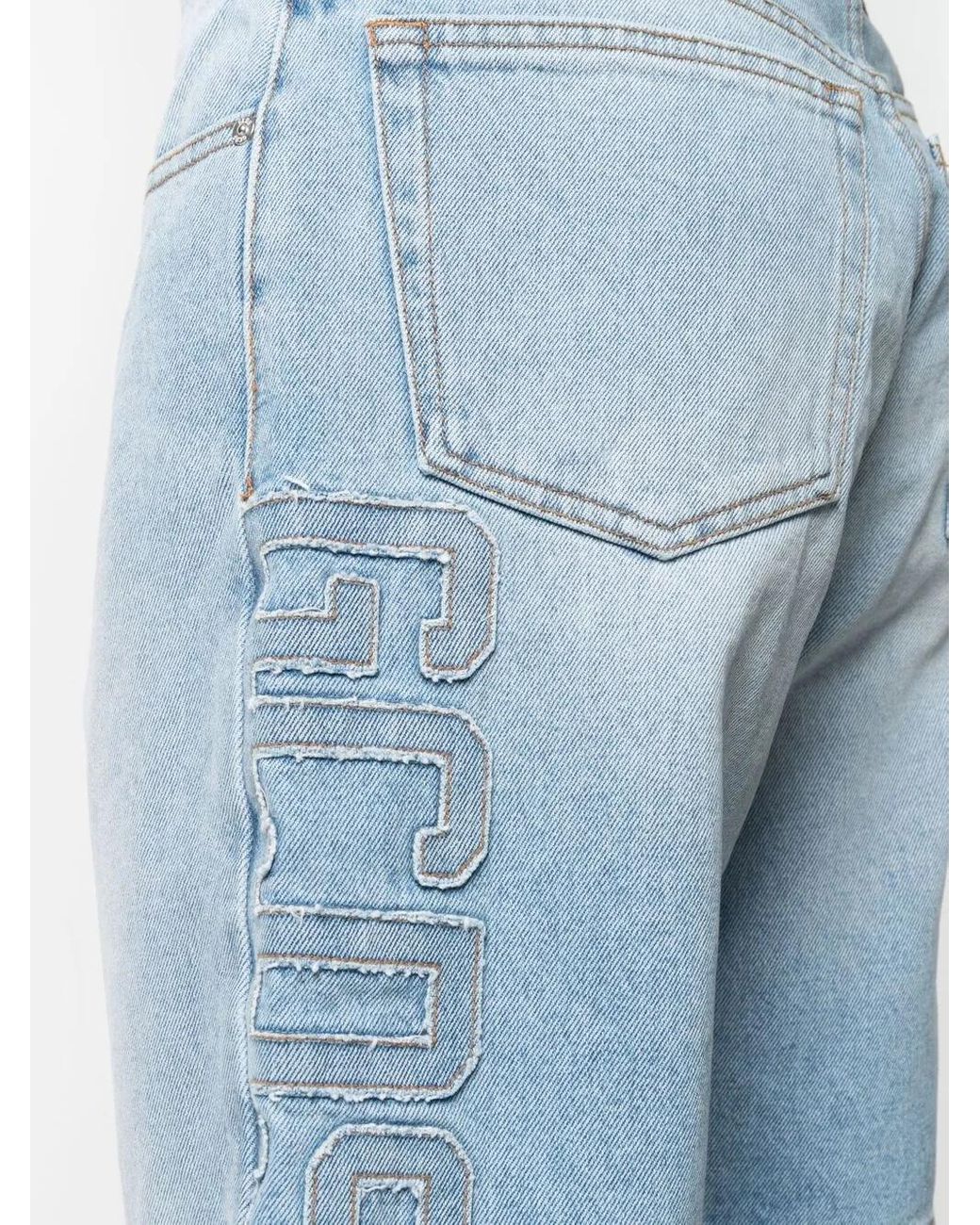 Gcds Blue Logo-Patch Denim Shorts for men