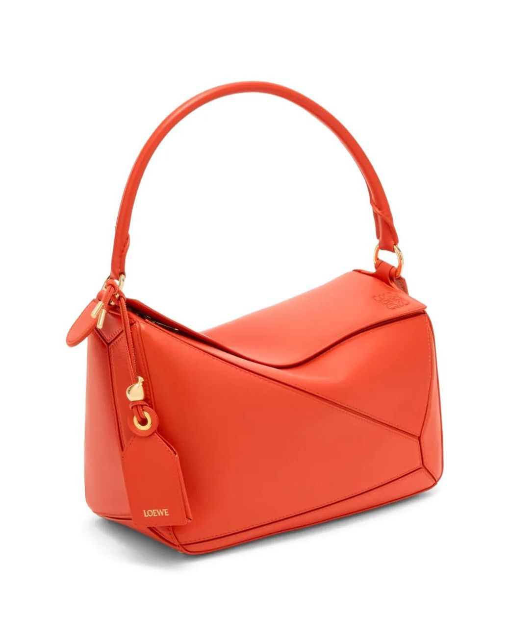 Loewe Red Puzzle Featherlight Medium Leather Handbag