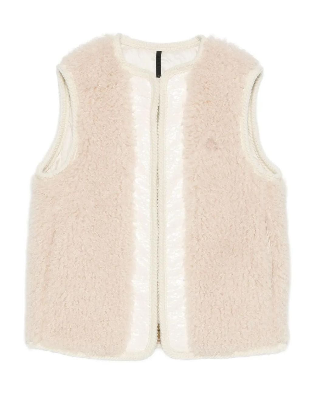 Moncler Natural Zip-Up Sleeveless Jacket